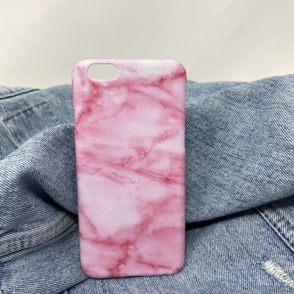 iPhone 7/8 Case Pink White Matte Marble Print Cover